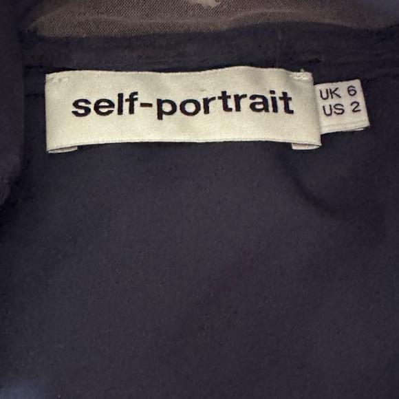 Self Portrait Navy Hudson Lace Cotton Top, size 2 - Picture 5 of 11